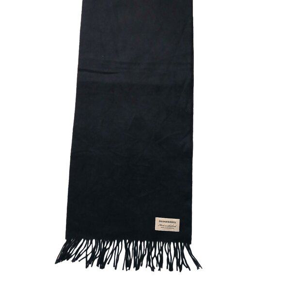 Luxury Vintage Black Cashmere Burberry Scarf Embroidered Logo Fall Winter Scarve